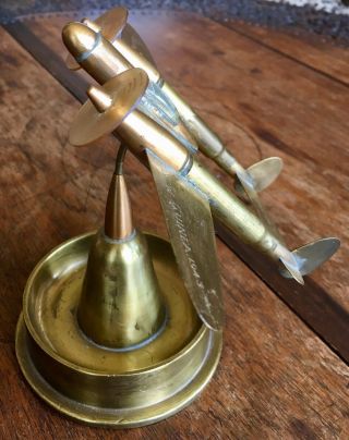 WWII Trench Art Plane Japanese Naval Shell Marked Guinea 1943 - 4 Helen - Claude 2