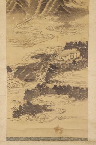 JAPANESE HANGING SCROLL ART Painting Sansui Landscape Hine Taizan E7678 4
