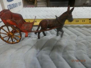 Vintage Cast Iron Mule And Tin Wagon Collector Toy