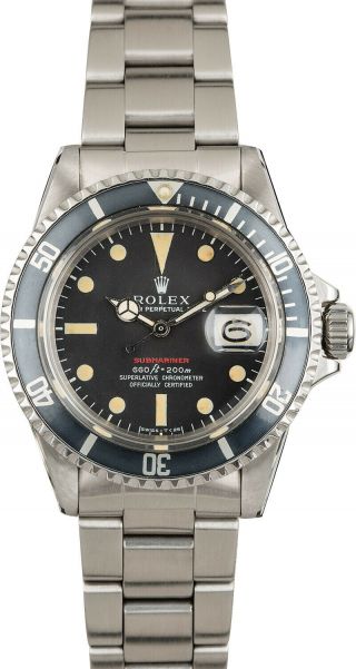Vintage Rolex Submariner Ref.  1680 Red Dial Stainless Steel Watch 1970