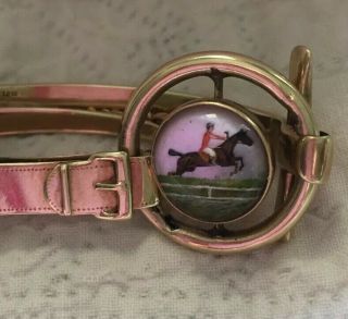 Vintage Essex Crystal Equestrian Bracelet Antique Intaglio Horse Fox Hunting