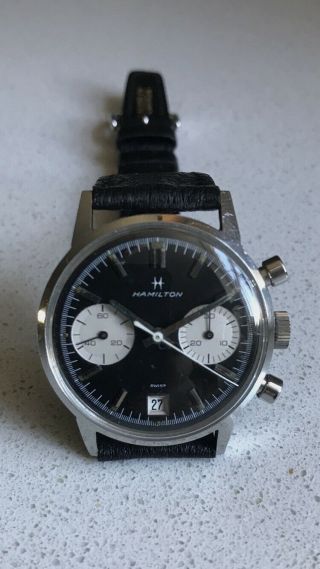 Vintage Hamilton Chronograph.  Reverse Panda.  valjoux.  poor Mans Heuer Carrera 10