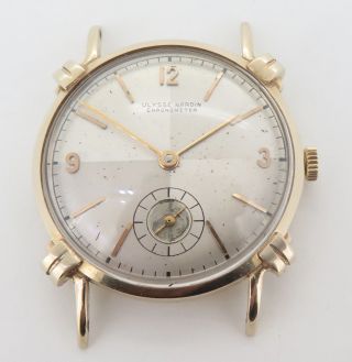 . Vintage Ulysse Nardin Chronometer 14ct Gold Slim Mens Wrist Watch