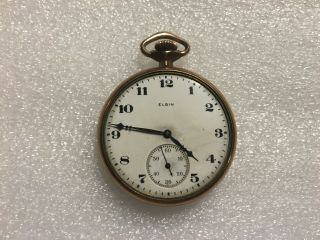 Vintage Elgin Pocket Watch,  12s,  17j Grade 345 10k Gold Fill Dueber Case