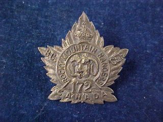 Orig Ww1 Collar Badge 172nd Battalion - Rocky Mountain Rangers