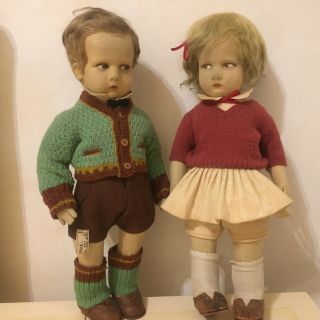 Lenci Doll 300 Serie School Boy And School Girl Couple To Museum