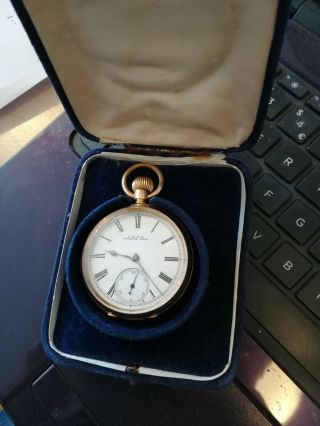 Solid 18 Carat Gold Open Face Waltham Pocket Watch 1894