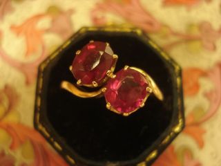 Antique Art Deco 18ct Gold: 2.  12 Ct Ruby Gemstones Set: Crossover Ring