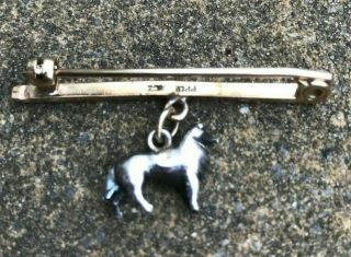 Rare Antique 9ct Gold Rose Cut Diamond & Ruby Collie Sheltie Dog Bar Brooch Pin 2