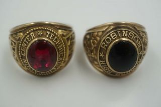 2 Vintage 1966 And 1968 Class Rings 10k Gold.