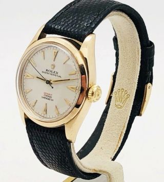 VINTAGE ROLEX 14K GOLD OYSTER PERPETUAL AUTOMATIC WATCH Ref.  6084 C.  ' 51 2