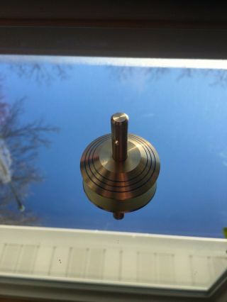 Brass spinning top with ceramic bearing,  rip cord and tapper (over 15 min spin) 3