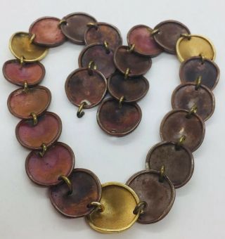 Robert Lee Morris Rare Vintage Brass Sculpted Disc Necklace 1980s 6