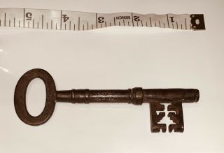 5” Large Antique Skeleton Key 17 18th C.  Or Earlier,  English Canterbury House.