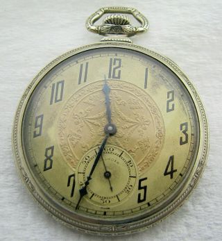 Vintage Art Deco 12s Illinois 17 Jewel 14k Gold Filled Pocket Watch