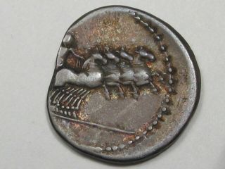 Ancient Coin: Before 44 BC Rome Republic Denarius.  Rev Quadriga.  22 4