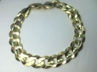 Italian Heavy 14k Yellow Gold Curb Link Bracelet.  8.  25 ".  28.  6gm.  Italy.