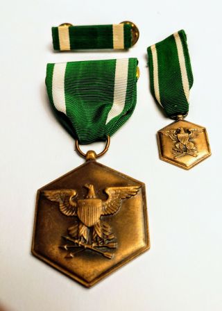 Us Navy And Marine Commendation Medal With Min Nature & Ribbon Bar
