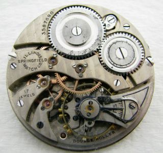 Antique 12s Illinois 17 Jewel Openface Pocket Watch Movement Parts