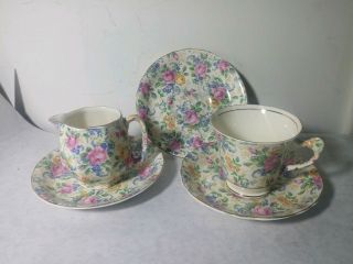 Antique/vtg Made In England James Kent Ltd Chintz “rosalynde” 5 Pc.  Replacement