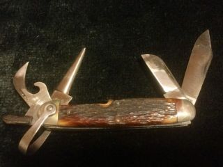 Vintage Wwii Us Army Ulster 5 - Blade Folding Pocket Knife
