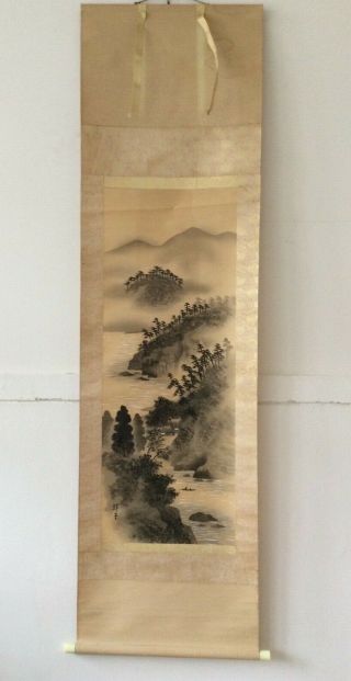 掛軸Japan Japanese Hanging Scroll Landscape View Sansui [B251] 2