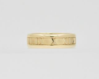 Tiffany & Co.  Atlas 18k Gold 7mm Wide Band Roman Numeral Ring Size 12