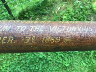 19th C.  Maryland 1869 Trophy Signed Baseball Bat Polychrome Decorated Antique 5