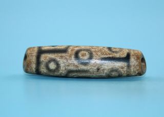 56 14mm Antique Dzi Agate Old 9 Eyes Bead From Tibet