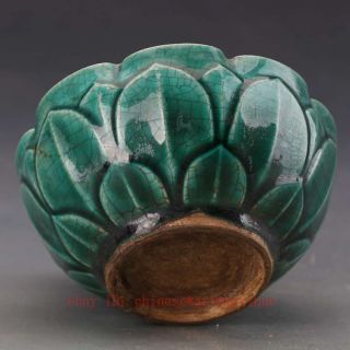 CHINESE ANTIQUE GREEN GLAZE LOTUS CARVED PORCELAIN BOWL WITH MARK b01 4