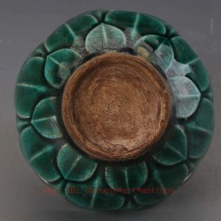 CHINESE ANTIQUE GREEN GLAZE LOTUS CARVED PORCELAIN BOWL WITH MARK b01 5