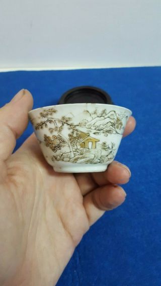 Rare Antique Chinese Export Porcelain Cup Grisaille Decoration Xix