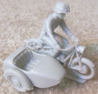 Vintage 1960s Marx Battleground Playset - German Motorcycle & Sidecar Light Grey