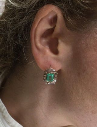 4.  6CT Natural Emerald and Rose Cut Diamond Halo Antique Victorian Earrings 11