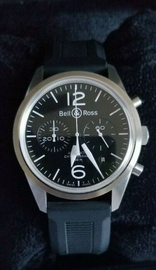 Bell & Ross Br 126 Black Steel Auto Chronograph Mens Watch Br126 - 94 - Ss