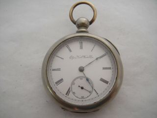 K W Elgin Natl Watch Co 7 Jewel 18s Pocket Watch Ca 1882 Running