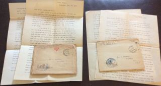 2 Ww1 Letter Tours,  France Apo 717 Qmc,  Met Wounded Soldiers,  In The Sos