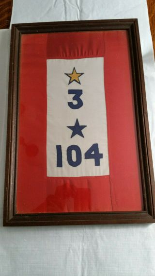 Ww I - Ii Vintage Service Flag 3 Gold Stars 104 Blue Stars