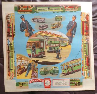 1950s Australian Bus & Tram Conductor Stone Lithograph Art Poster Lindsays Nm