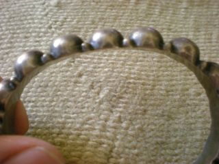 EARLY NAVAJO COIN SILVER INGOT DOMED SINGLE ROW BRACELET CUFF 3