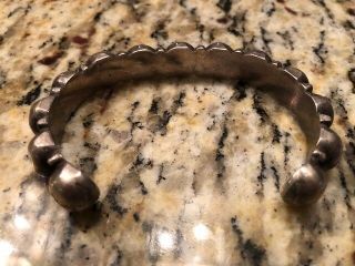 EARLY NAVAJO COIN SILVER INGOT DOMED SINGLE ROW BRACELET CUFF 7