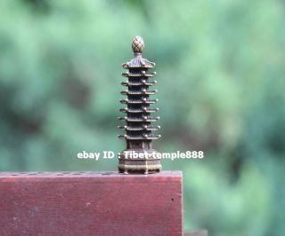 5 Cm Chinese Pure Bronze Nine Layers Wenchang Tower Stupa Pagoda Fengshui Statue