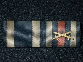 Wwi Imperial German Ribbon Bar Iron Cross 2nd Class & Combatant War Cross Honor