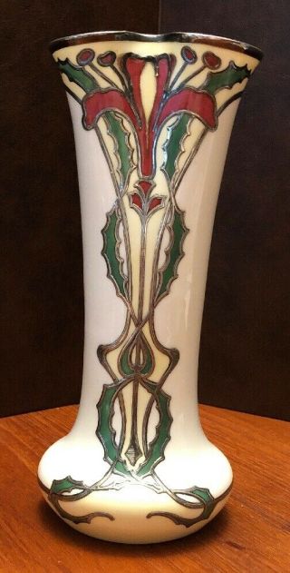 Vintage R&c Rosenthal Bavaria Silver Overlay Vase Art Nouveau 8 - 1/2”