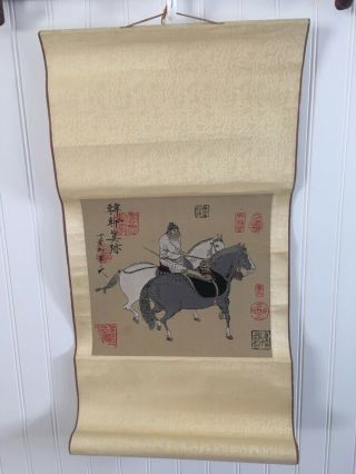 Antique Chinese Asian Silk Embroidery Kesi Type Scroll - Two Majestic Horses