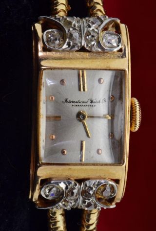 RARE antique Art - Deco 18k Gold&Diamonds IWC,  Schaffhausen ladies wristwatch c1920 10