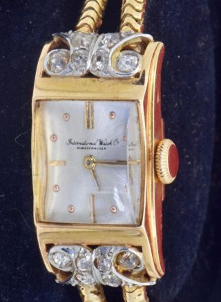 Rare Antique Art - Deco 18k Gold&diamonds Iwc,  Schaffhausen Ladies Wristwatch C1920