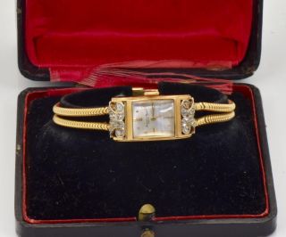 RARE antique Art - Deco 18k Gold&Diamonds IWC,  Schaffhausen ladies wristwatch c1920 2