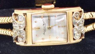 RARE antique Art - Deco 18k Gold&Diamonds IWC,  Schaffhausen ladies wristwatch c1920 4
