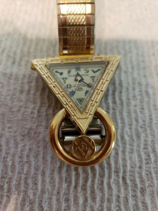 Waltham Rare Vintage Masonic Triangular Wrist Watch Gf 17 Jewels Very Unique